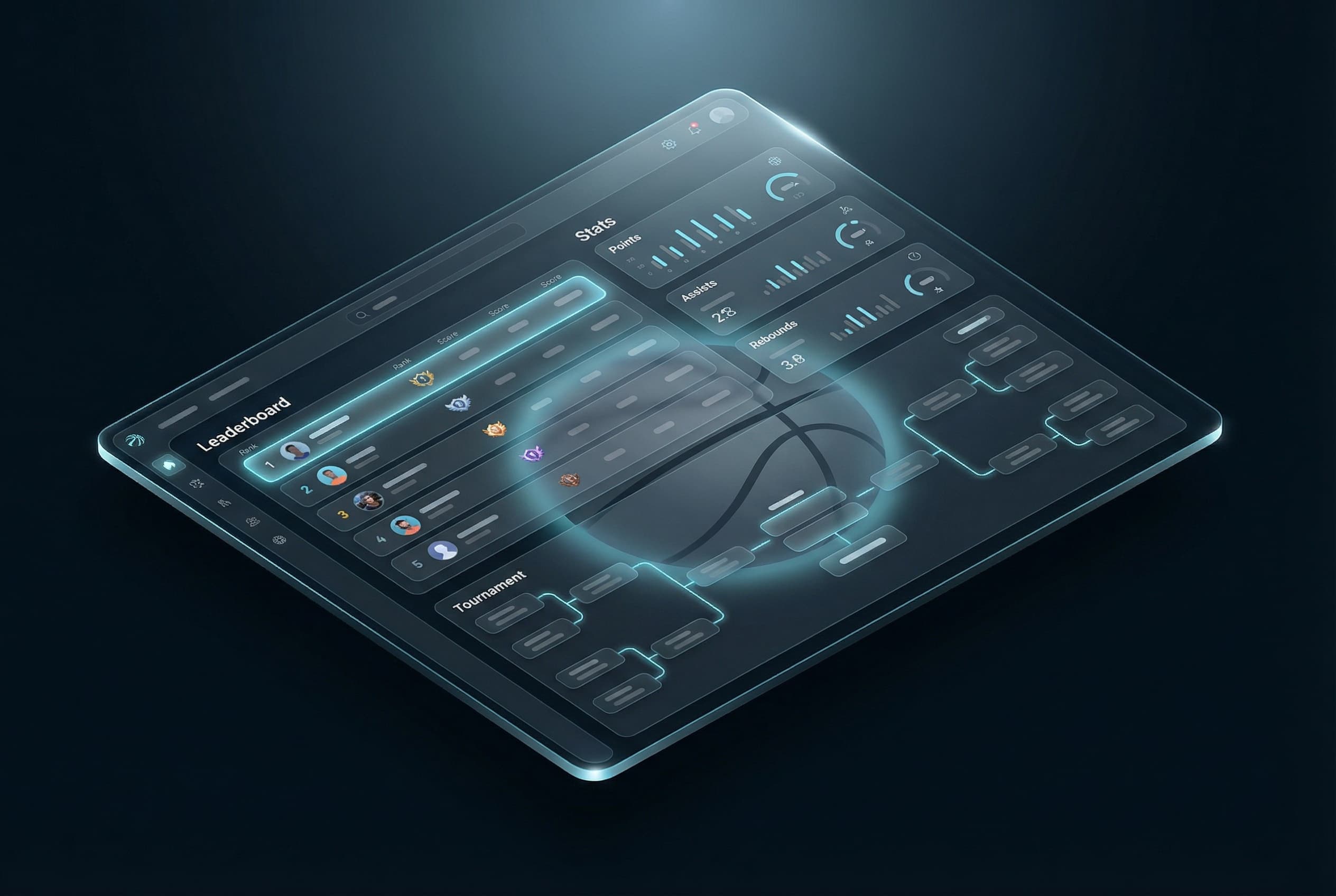 2K-Hub competitive gaming dashboard with leaderboard and tournament visualization