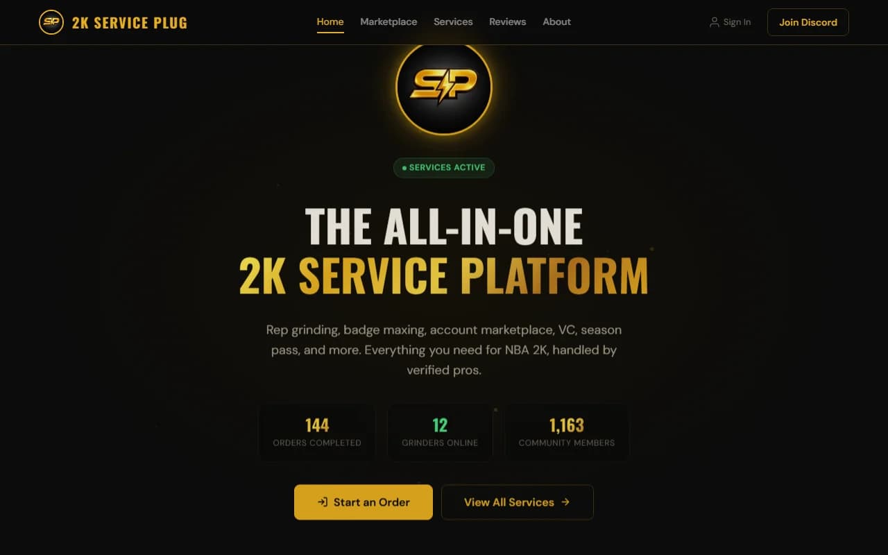 2K Service Plug Discord marketplace dashboard with ticket system, order management, and AI moderation