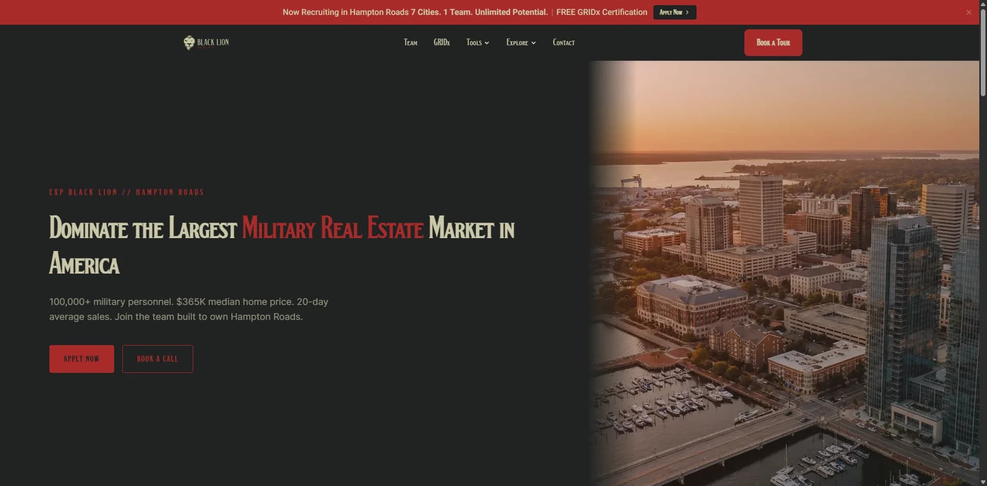 Homepage hero with Kerry Ferdinand and Hampton Roads market focus