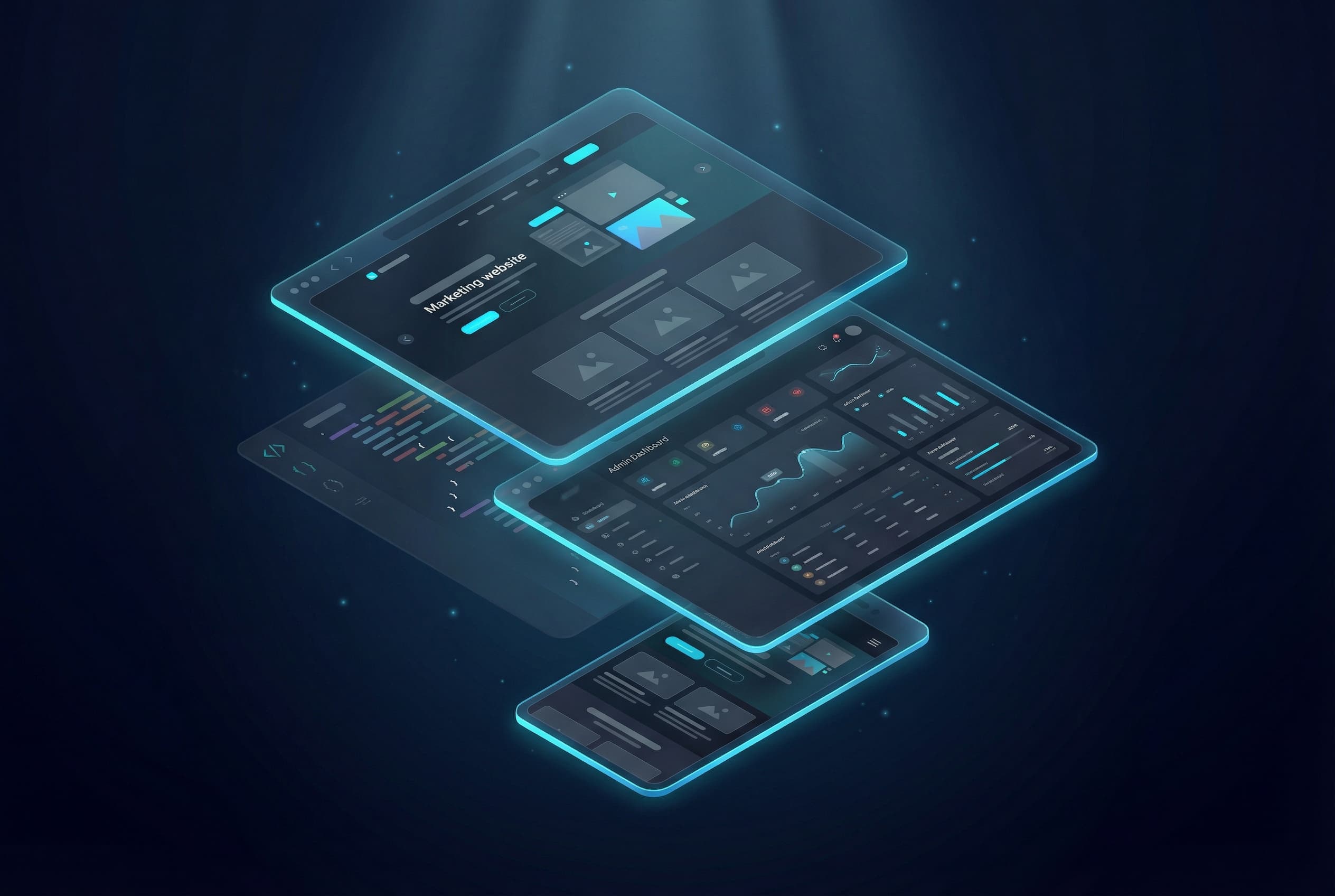 Full-stack web development workspace showing code and live application