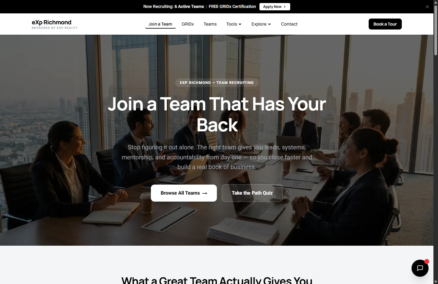 eXp Richmond join a team page with recruiting funnel