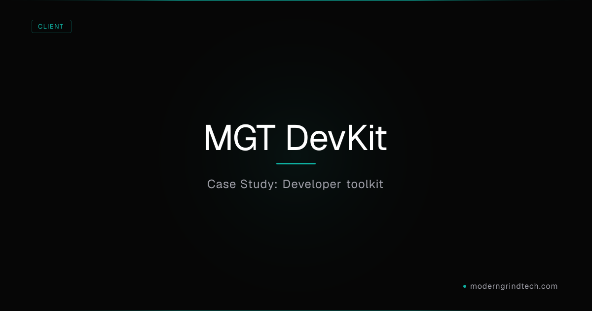 MGT DevKit: Internal Developer Toolkit for MGT Stack | MGT